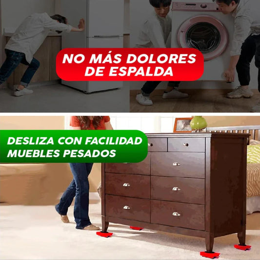 Adiós al dolor, mueve en segundos tus muebles y electrodomésticos sin Ayuda y sin Rayones: Kit Cosco™ 4 en 1. 50% de Descuento Hoy!