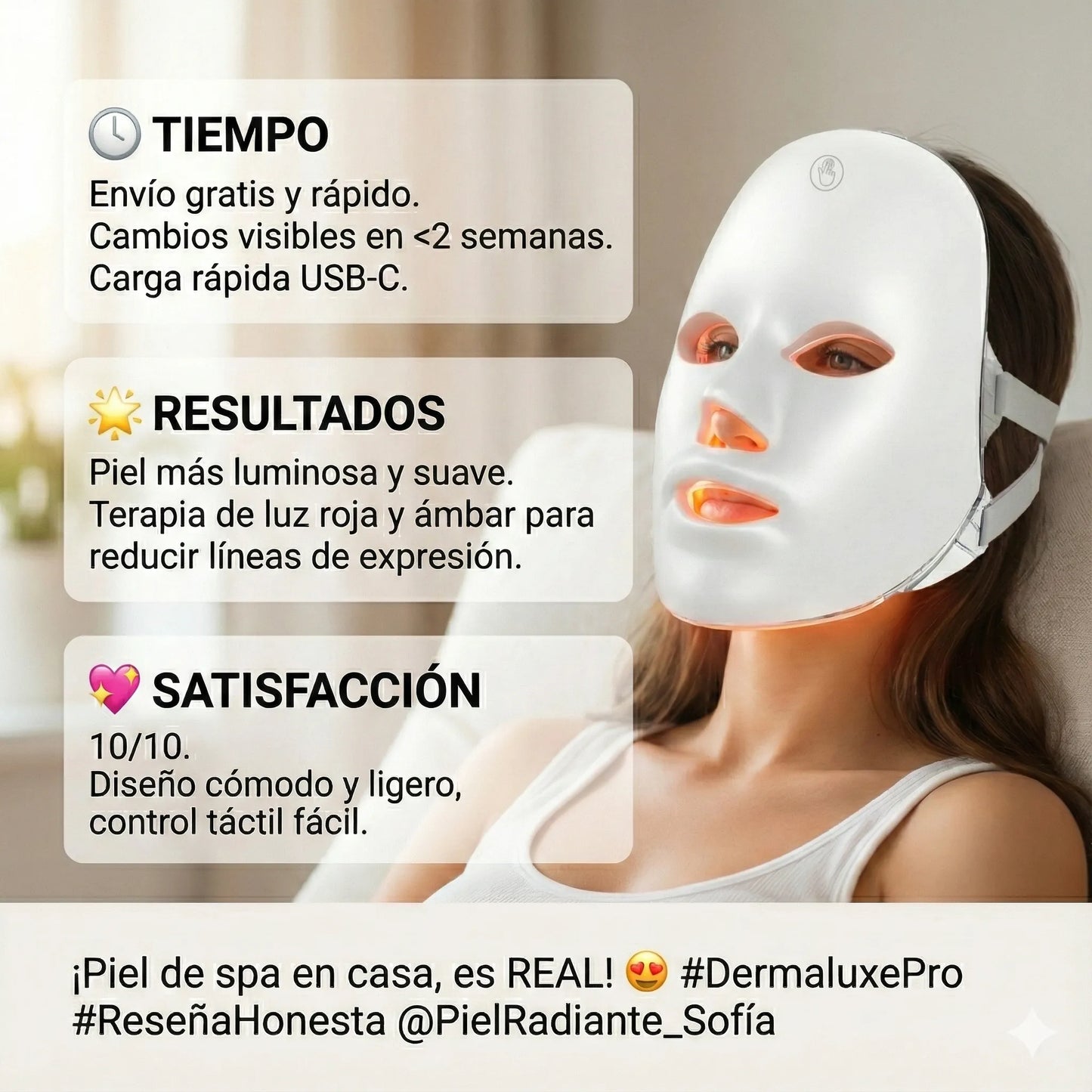 No más Rostro Cansado, ni con Imperfecciones. DermaLuxe 7™ Led. Es como un spa en casa, con resultados visibles. 40% OFF Solo Hoy.