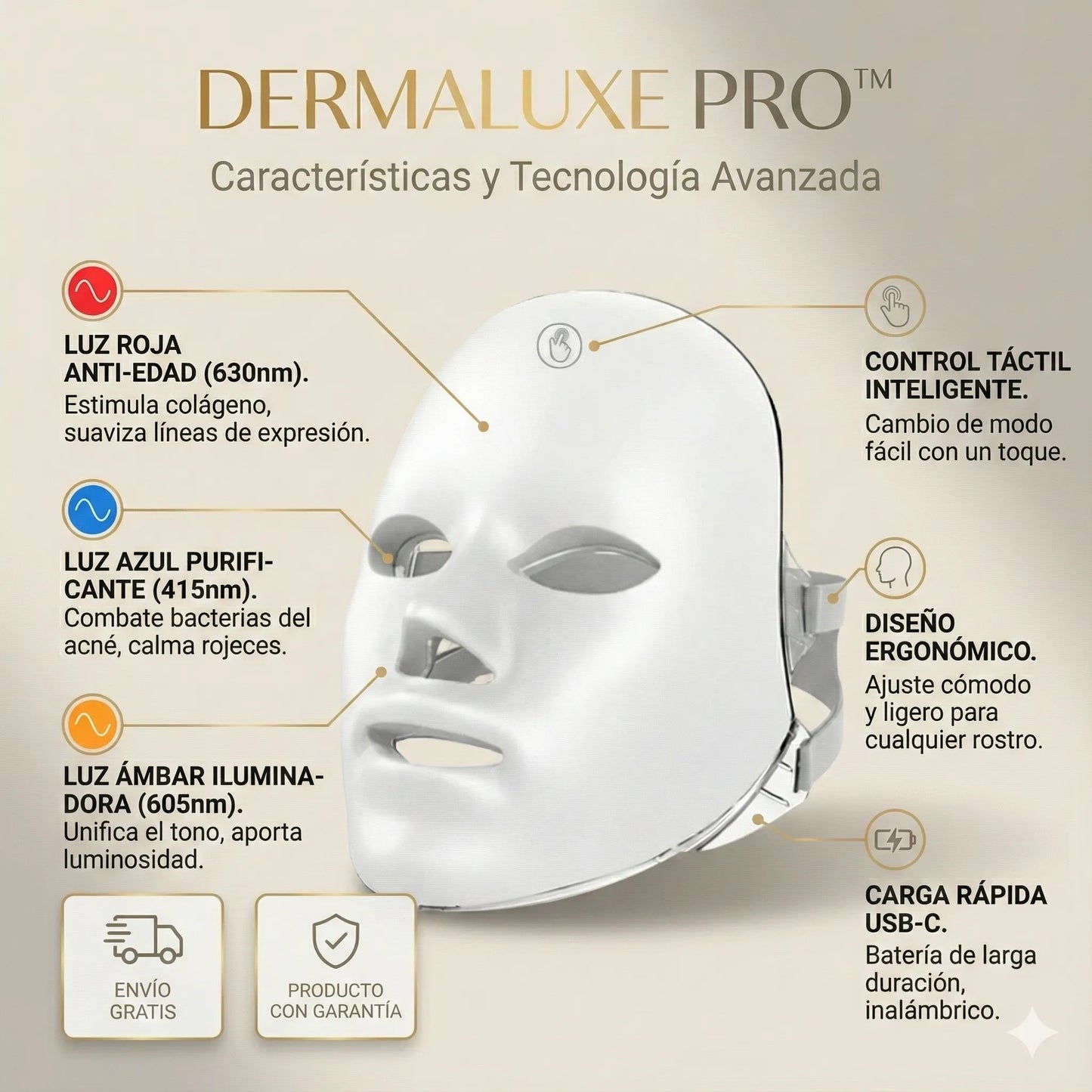 No más Rostro Cansado, ni con Imperfecciones. DermaLuxe 7™ Led. Es como un spa en casa, con resultados visibles. 40% OFF Solo Hoy.