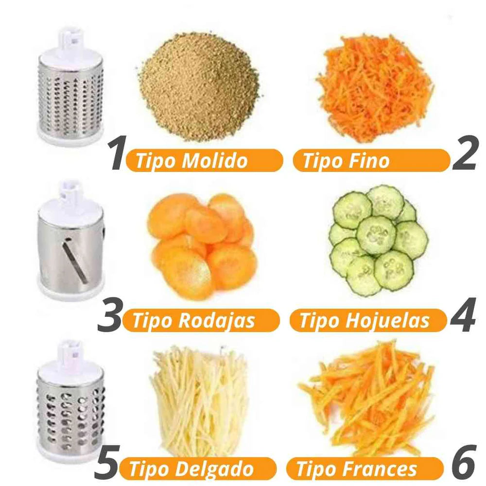 Molino Rallador Multifuncional 3 en 1. La forma más rápida, segura y sin esfuerzo de preparar tus comidas favoritas.